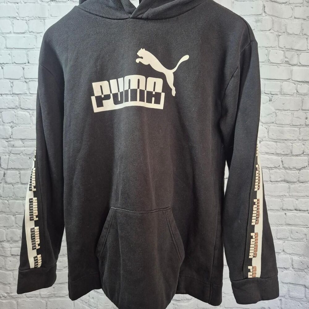 Puma Men's Black and Grey Hoodie